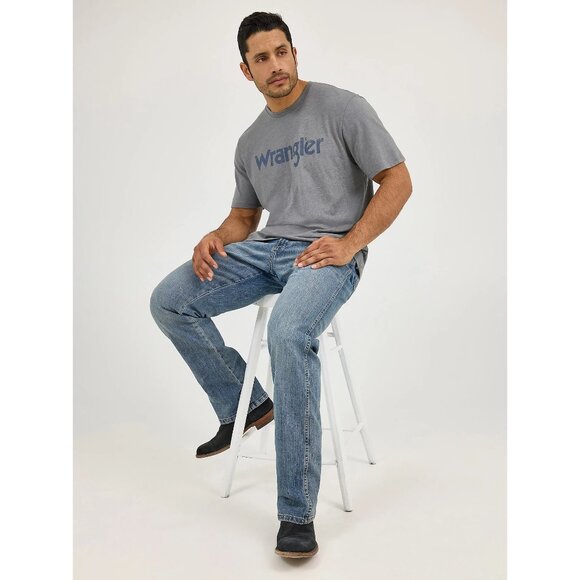 Western Cowboy Relaxed Boot Distressed Wrangler Denim Jeans Co, Men's 42X32 - Picture 2 of 11